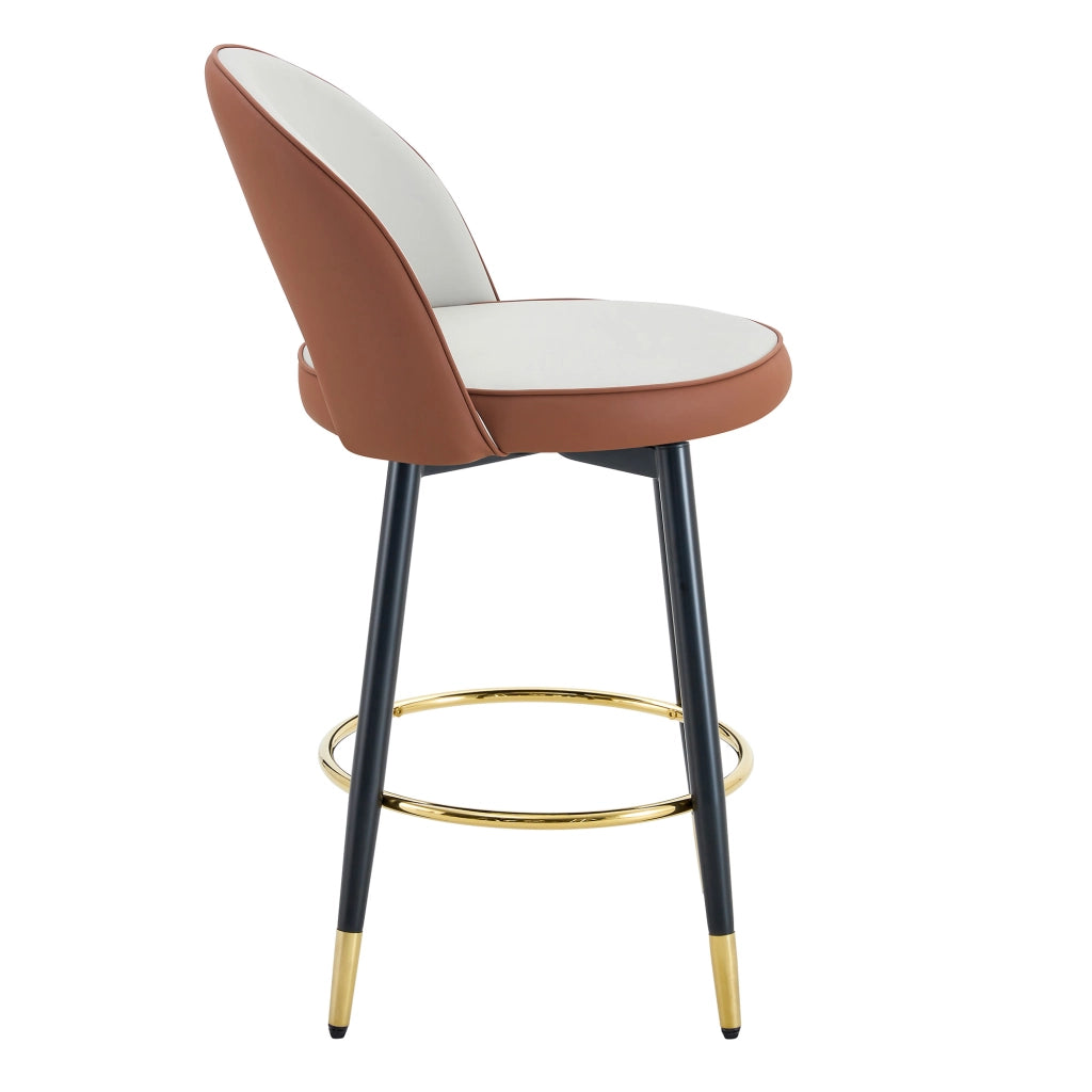 Sgabelli da Bar Girevoli Imbottiti ¨C MINIMAL ¨C Grigio Chiaro/Marrone, PU, Set 2 Pezzi