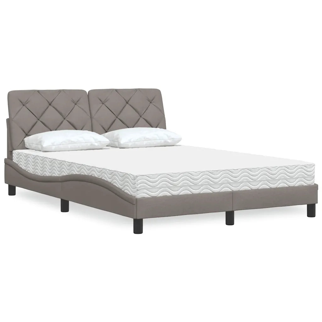Letto con Materasso Tortora 140x190 cm in Tessuto