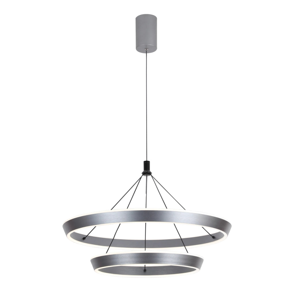 Sospensione Italux Ottana anelli LED 60W grigia 60cm