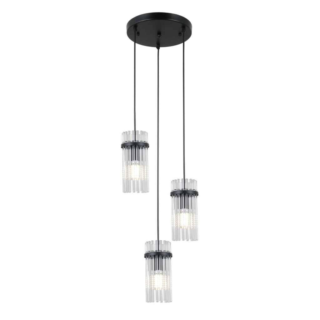 Lampada a sospensione Merto 3xE14 nera vetro Italux