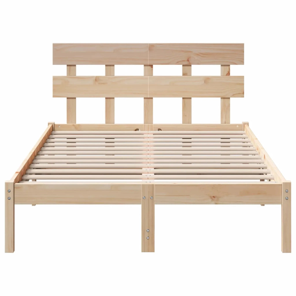 Letto matrimoniale | Letto per adulti | Struttura del letto Marrone 135 x 190 cm Legno massello di pino