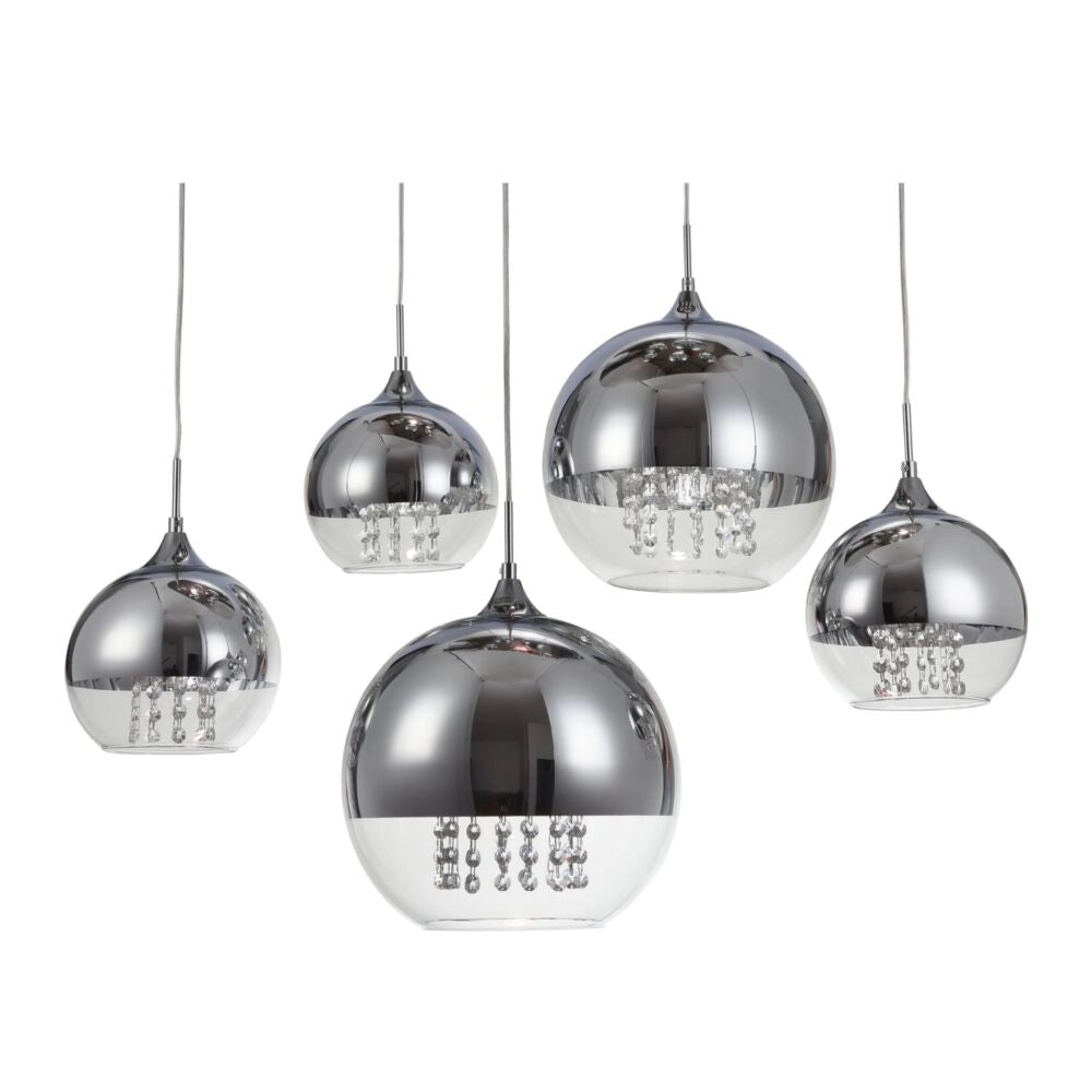Lampadario Maytoni Fermi 5 luci vetro cristalli nichel