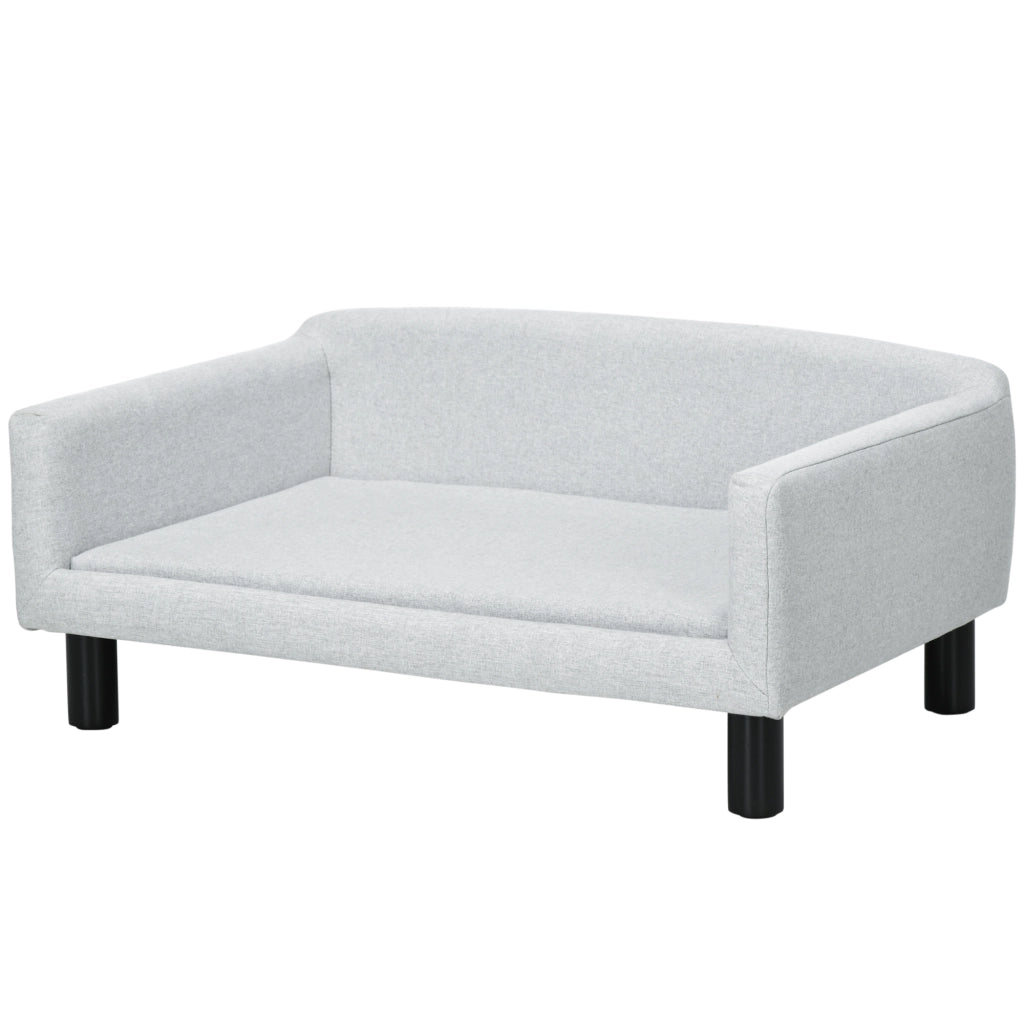 Divano per Cani Vellutato con Cuscino e Braccioli ¨C Minimal ¨C 82x54x36 cm, Grigio Chiaro