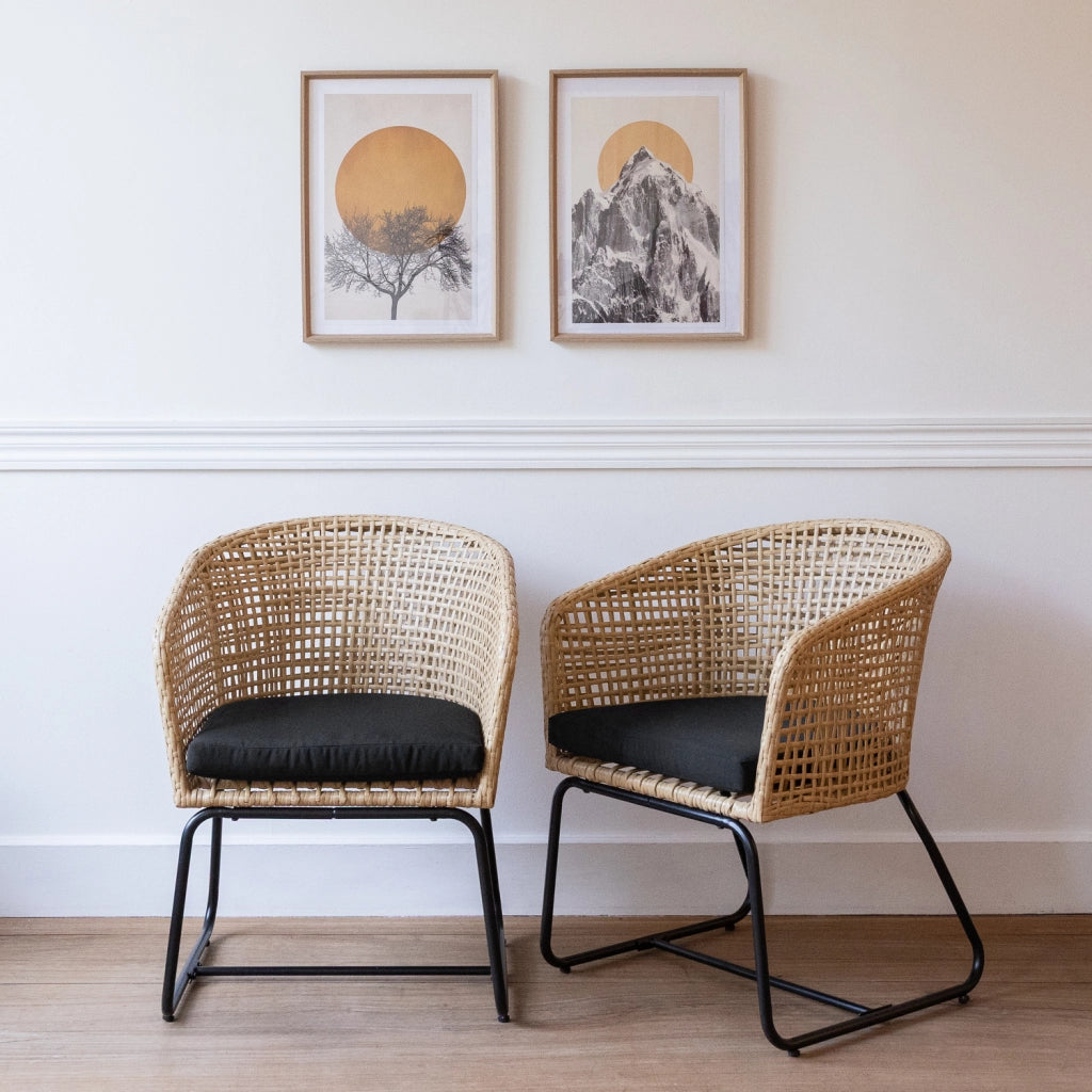Set di 2 poltrone in rattan sintetico con cuscini RINA