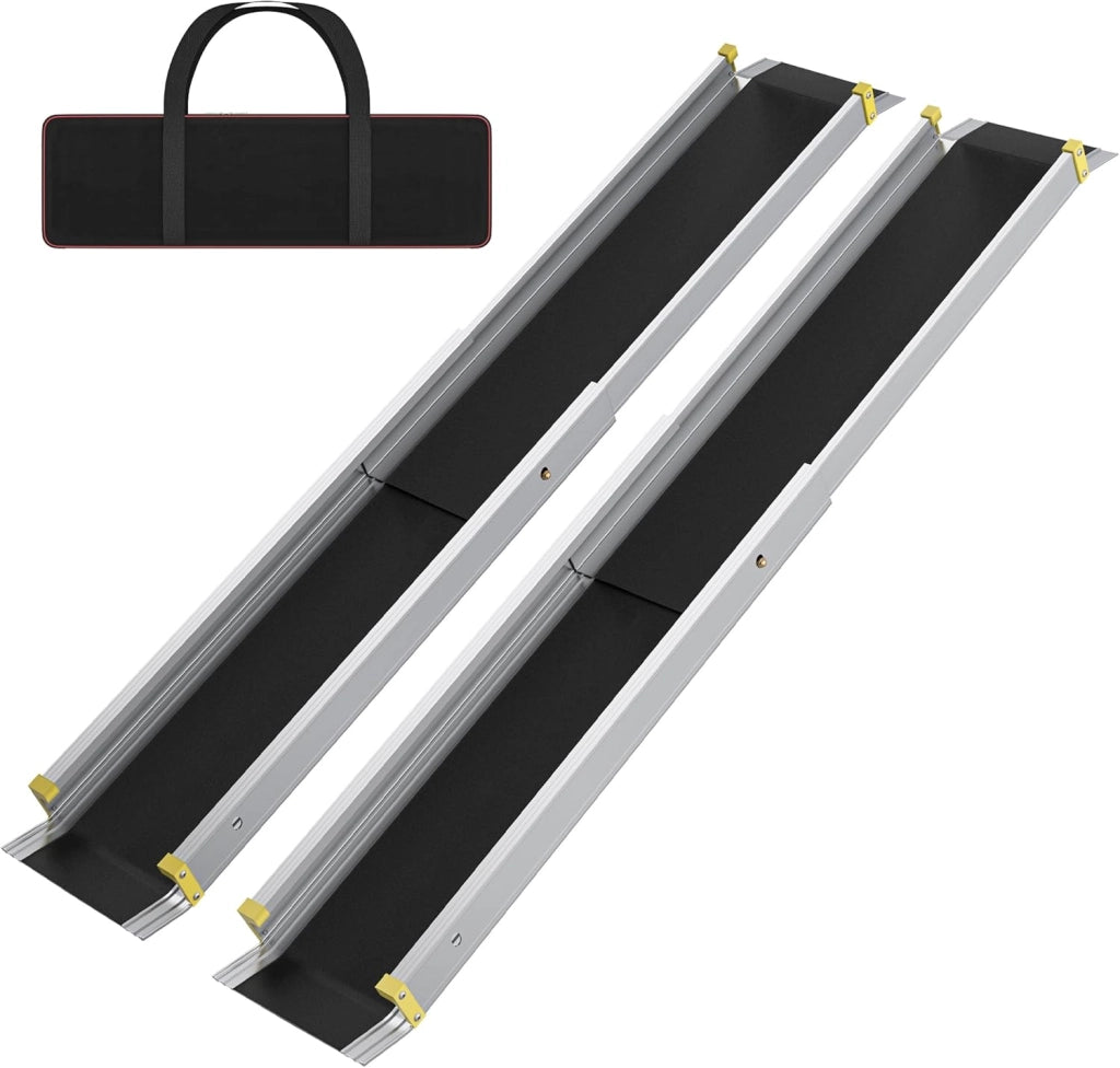 2X Rampa Telescopica per Sedie a Rotelle 76-122 cm in Alluminio, Capacità di Carico 300 kg, Rampa Telescopica Pieghevole, Rampa di Carico Regolabile e Portatile per Sedie a Rotelle e Scooter