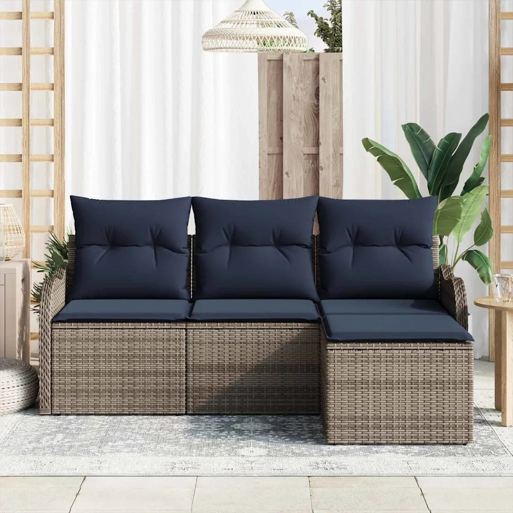 Set Divano da Giardino Grigio polyrattan 3345655