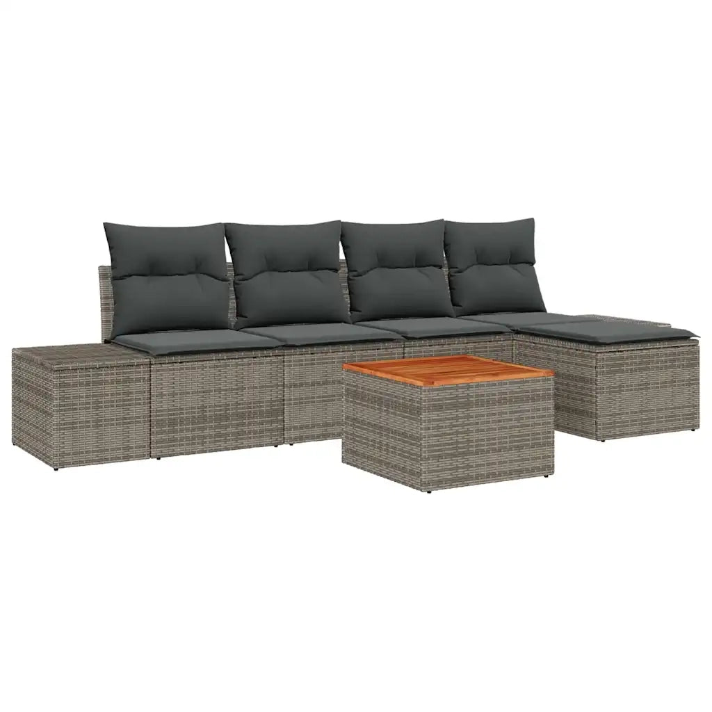 Set Divano da Giardino 6 pcs Grigio polyrattan 3356613