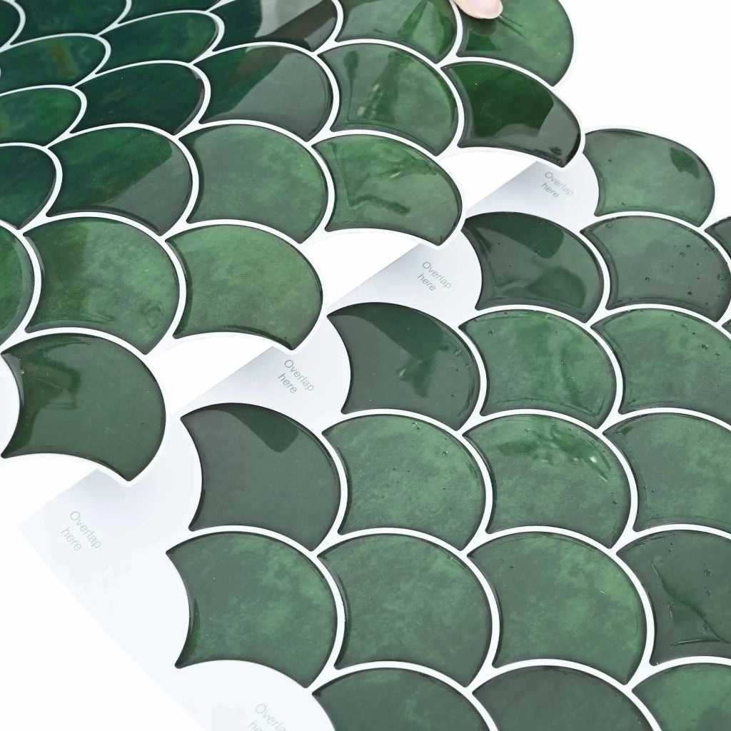 Piastrella a scaglie di pesce 10 pz Verde Scuro 30 x 30 cm CFW6563011