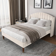 letto imbottito velluto beige 140 x 200 cm