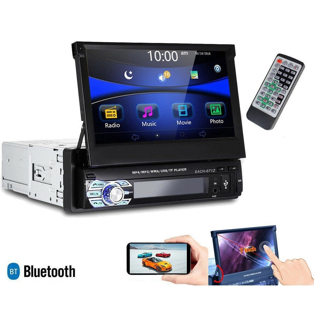 Trade Shop - Autoradio 1 Din Con Schermo A Scomparsa 7 Stereo Auto Touch Bluetooth Gps Usb Sd -