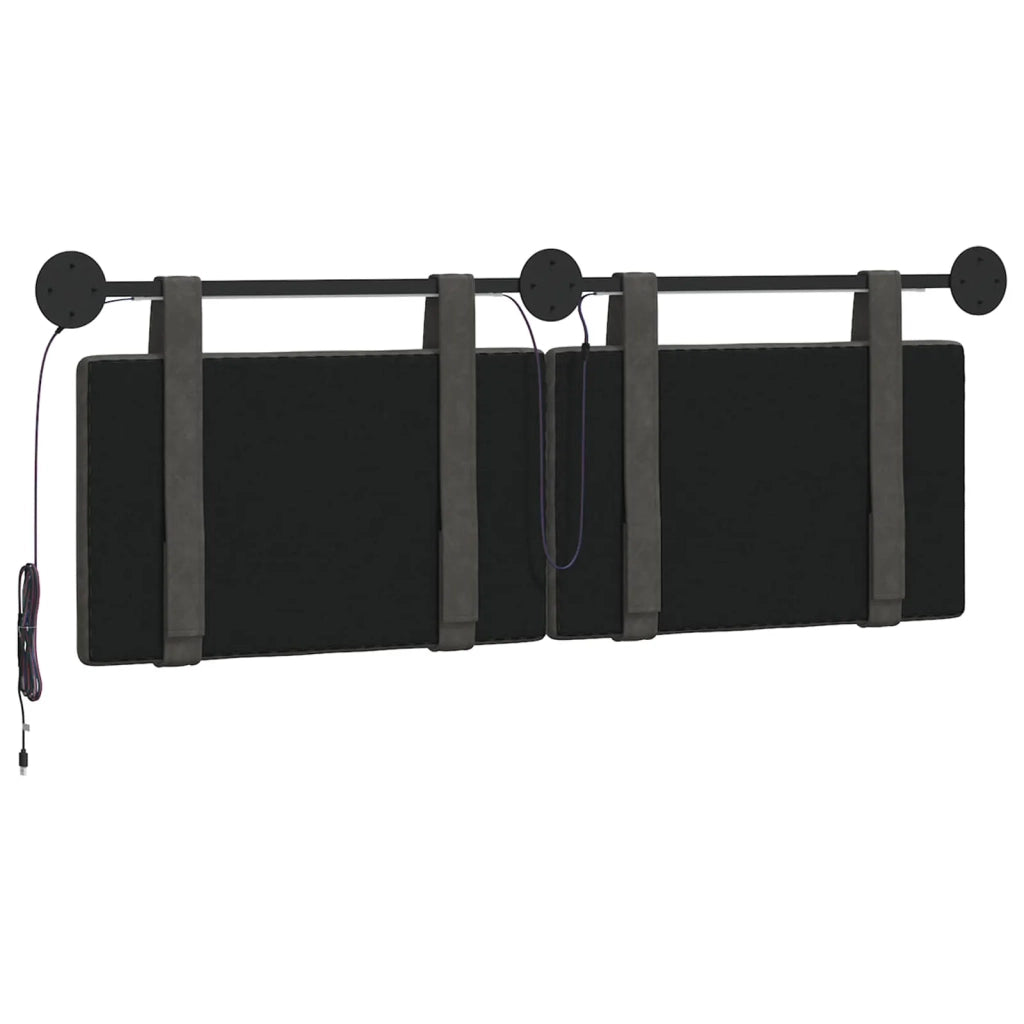 Testiera sospesa Con luce LED Nero PU Antico 3423919
