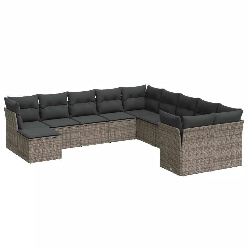 Set Divani da Giardino 11 pz con Cuscini in Polyrattan Grigio 3218610