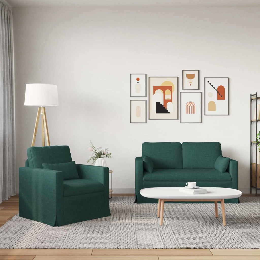 Set di divani 2 pcs Verde Scuro 139 x 78 x 80 cm Tessuto 3407496