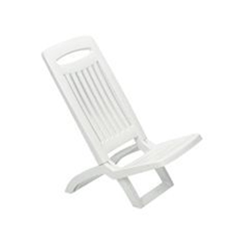 Trade Shop - Set 4 Sedie Spiaggina Bassa Da Spiaggia Mare Piscina In Plastica Bianca Pieghevole 009259 -