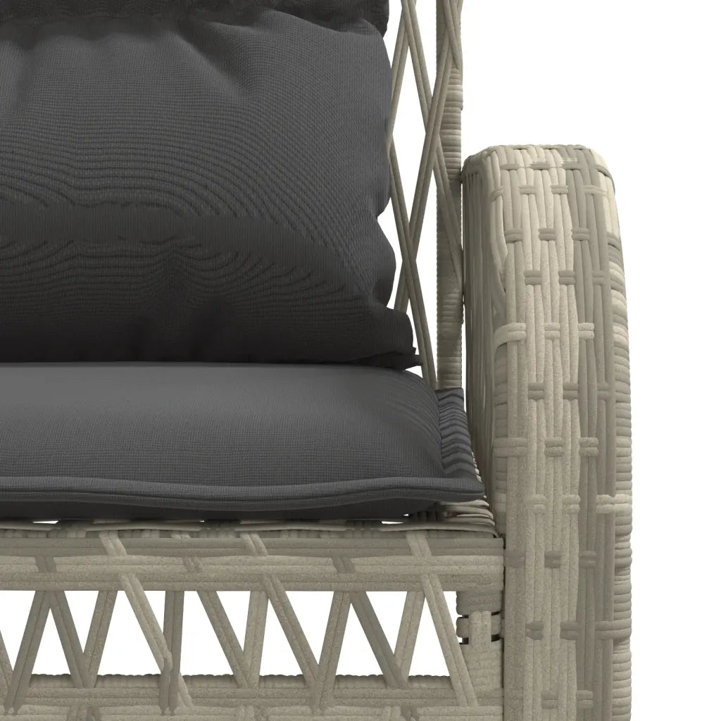 Set Divano da Giardino 4pz | Set Salotto da Giardino con Cuscini Grigio Chiaro Polyrattan