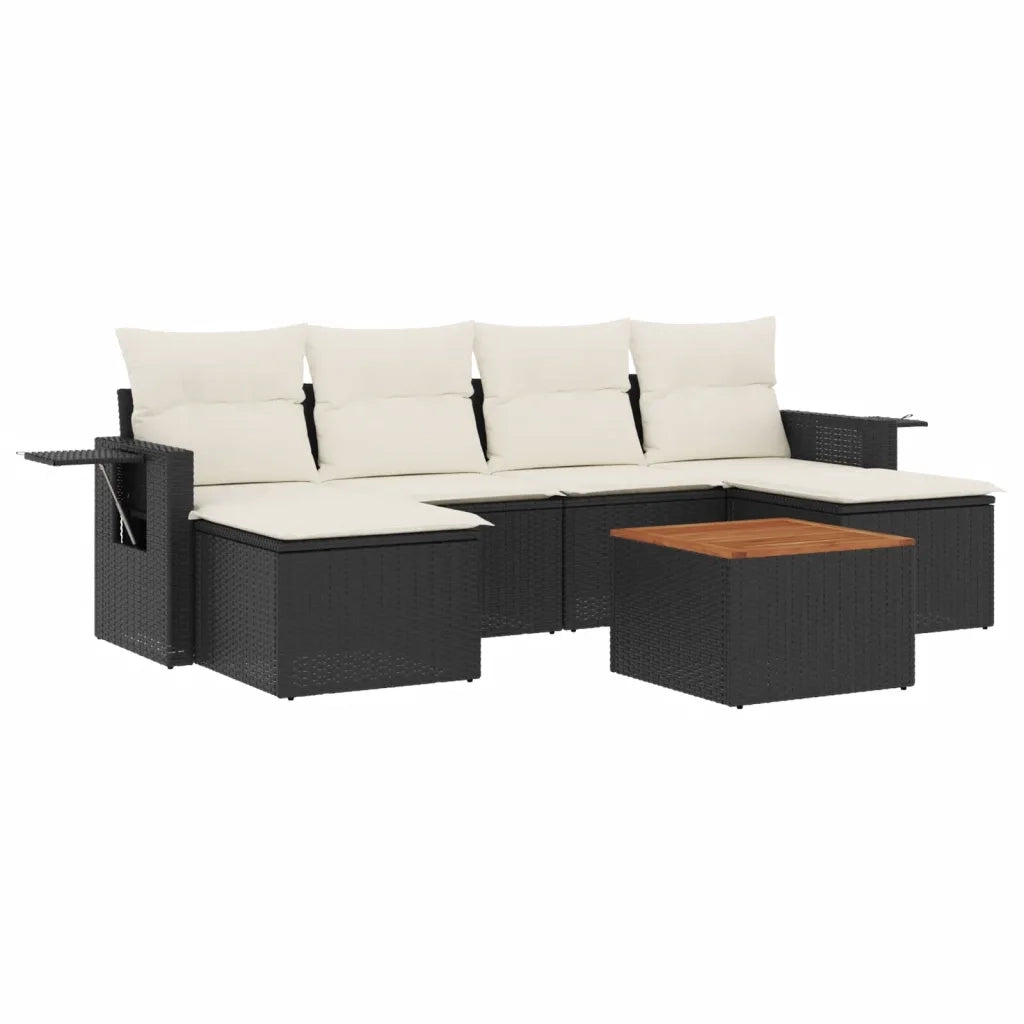 Set Divani da Giardino con Cuscini 7pz Nero Polyrattan 3224684