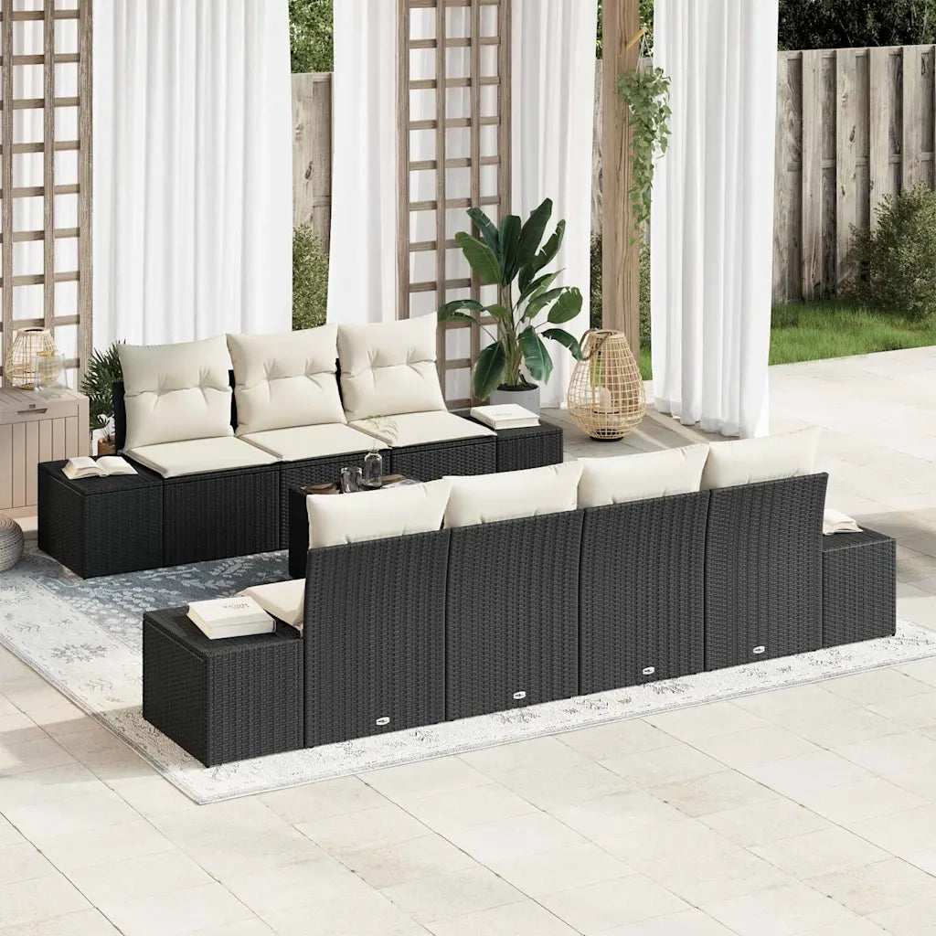 Set Divano da Giardino con cuscino 8 pcs Nero polyrattan 3346967