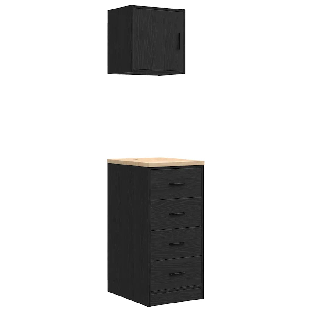 Armadi da Garage 2 pz Neri in Legno Multistrato 3328324