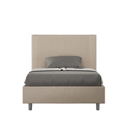 BS COM Letto una piazza e mezza contenitore imbottito 120x190 similpelle tortora