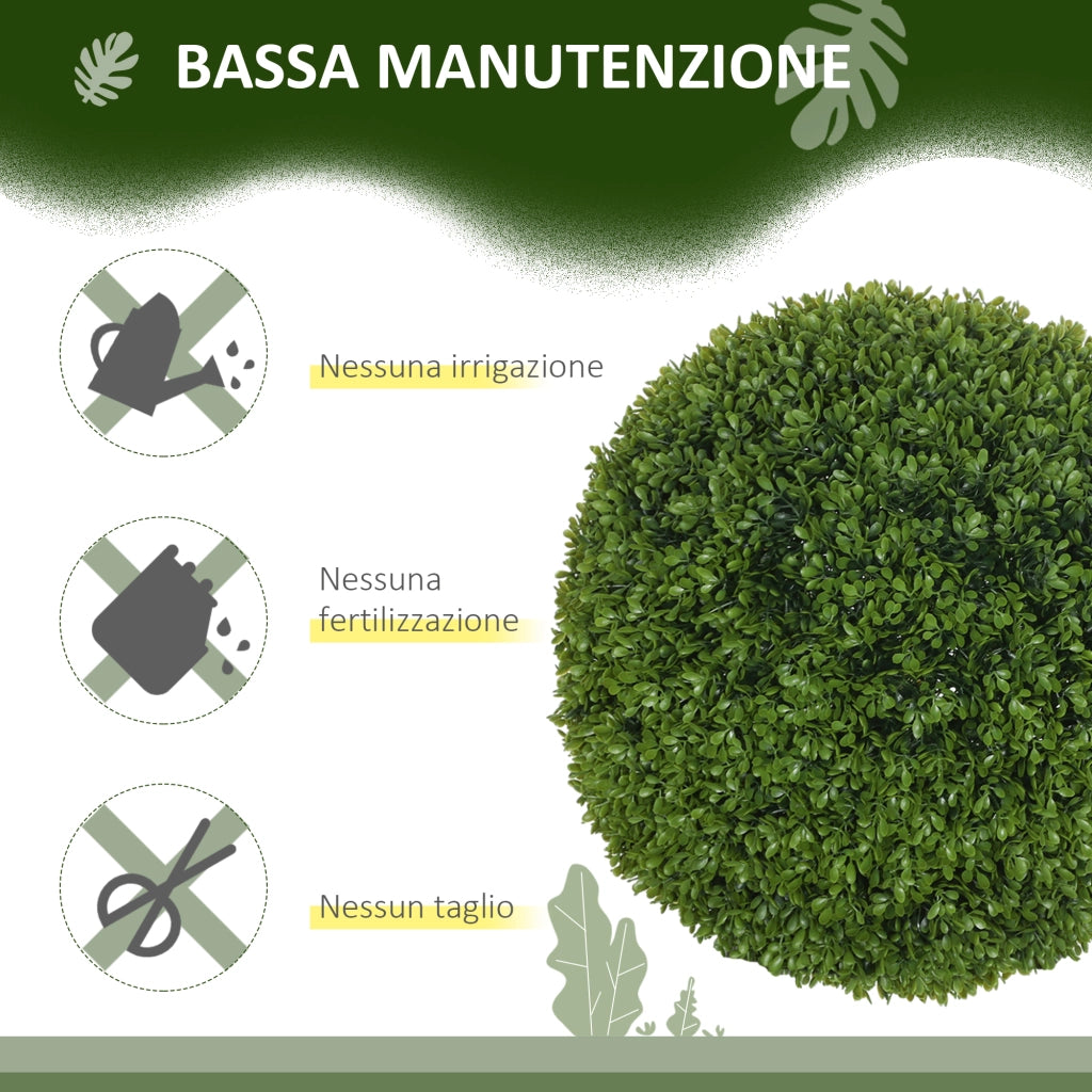 Set 2 Piante Finte Bosso in PE per Interno ed Esterno ¨C Minimal ¨C Verde, ?40 cm
