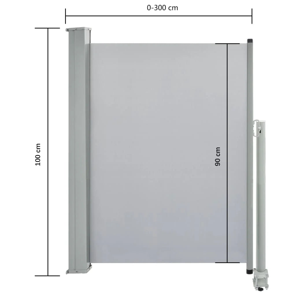 Tenda da sole laterale retrattile/schermo privacy per patio giardino terrazza balcone 100 x 300 cm grigio 02_0007178