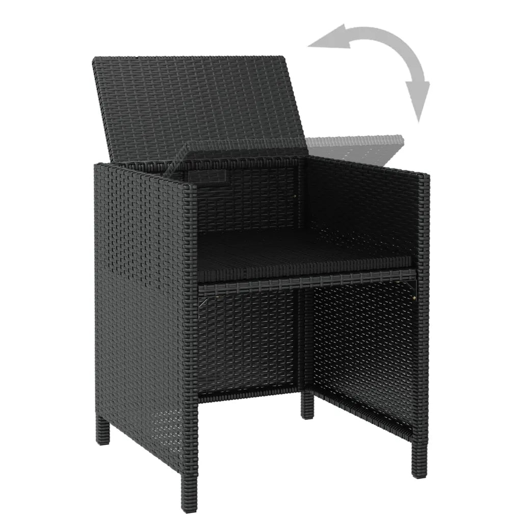 Set da Pranzo da Giardino 11 pz con Cuscini in Polyrattan Nero