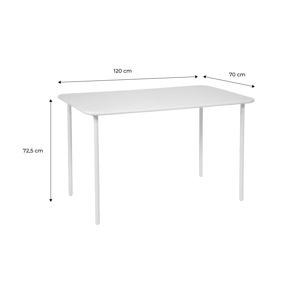Tavolo da giardino in acciaio, 4 posti, 120cm, giallo