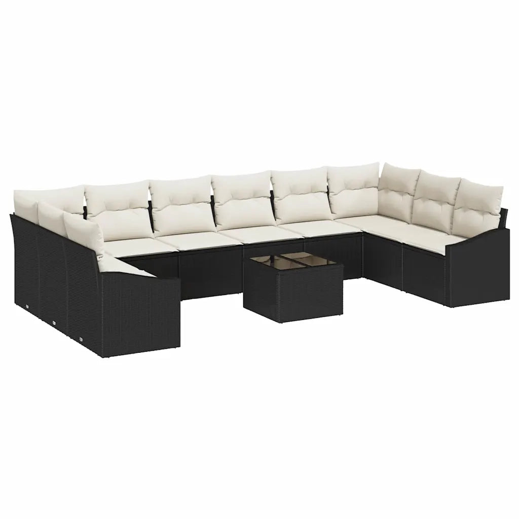 Set di divani con cuscino 11 pcs Nero polyrattan 3346907