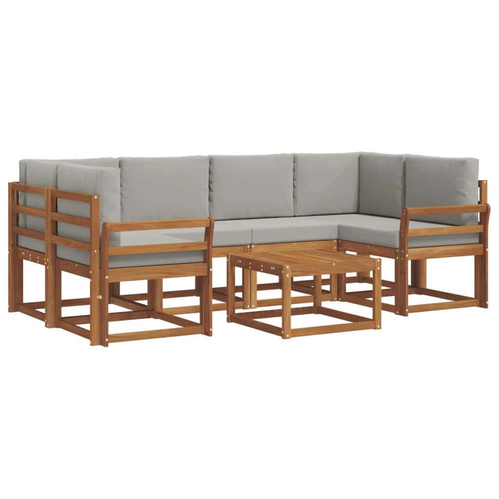 Set di divani da esterno 7 pcs Grigio Naturale e Chiaro 3366079