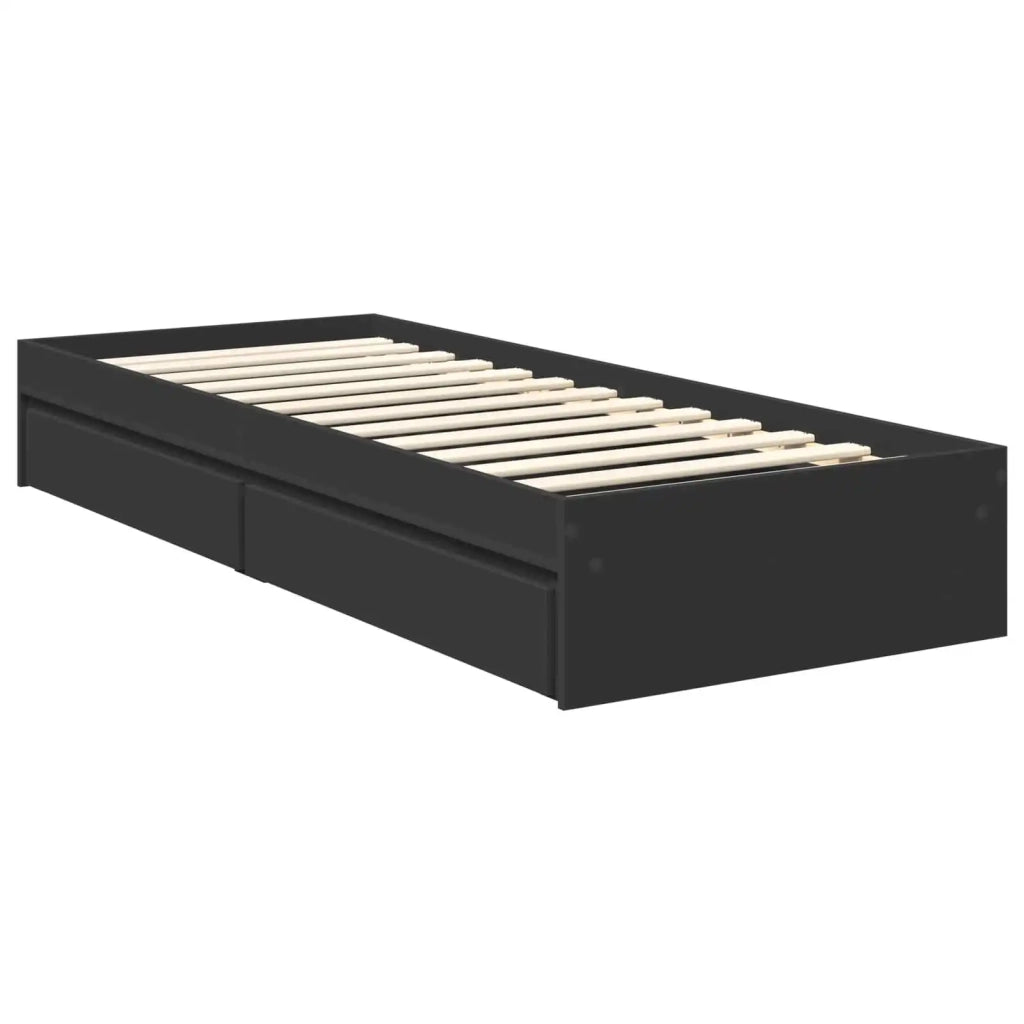 Letto con Contenitore Nero 75 x 190 cm Legno multistrato 3412326