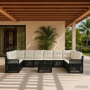 Set Divano da Giardino 11 pcs Nero e Bianco Crema polyrattan 3435235