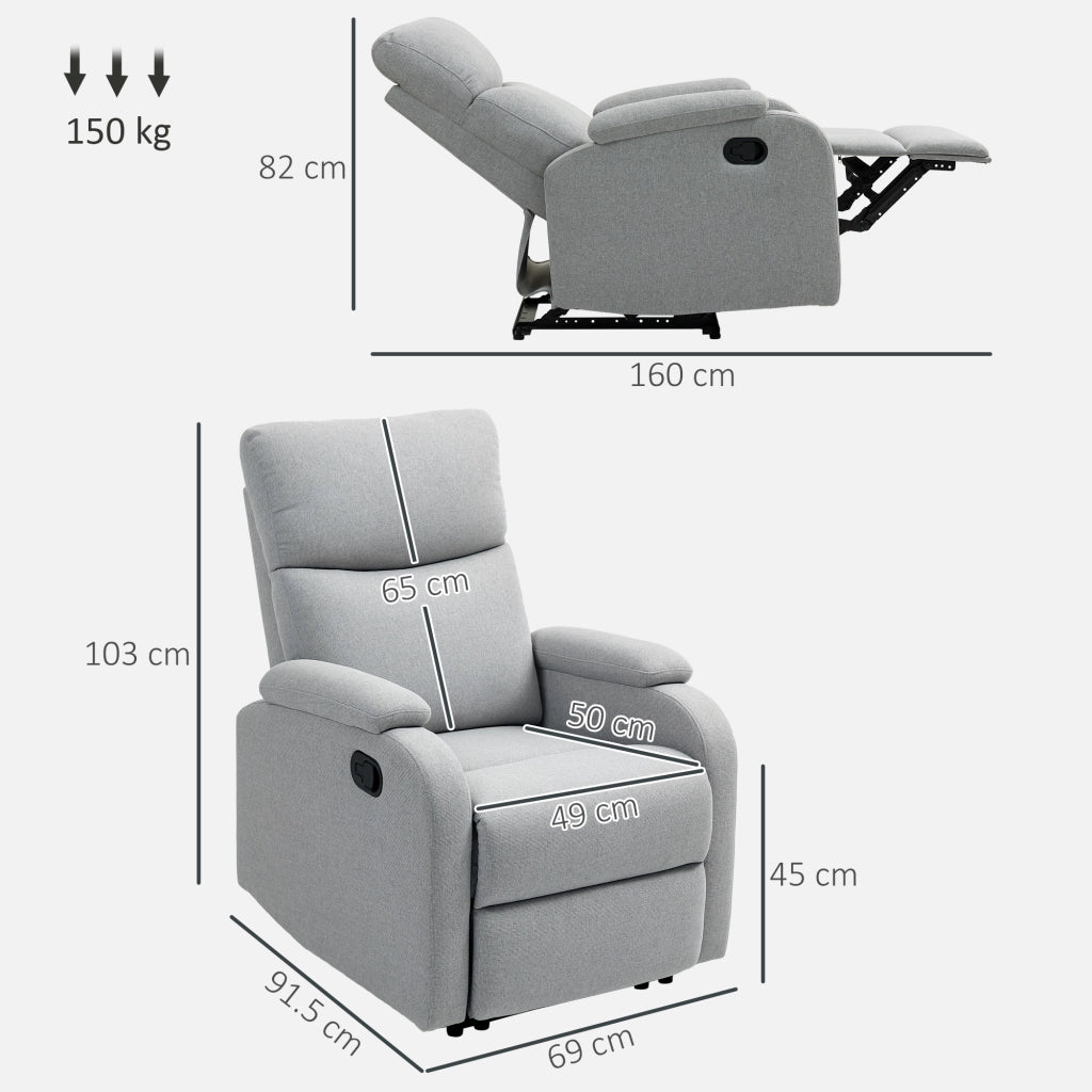 Poltrona Reclinabile Massaggiante in Tessuto Velluto con Poggiapiedi ¨C Minimal ¨C Grigio Scuro