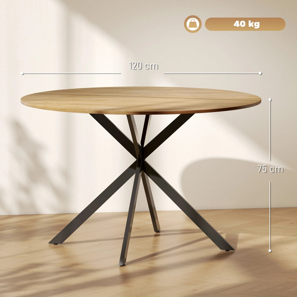 Tavolo da pranzo rotondo allungabile per 4 persone ¨C zephmum ¨C effetto legno quercia/acciaio antracite 120 cm