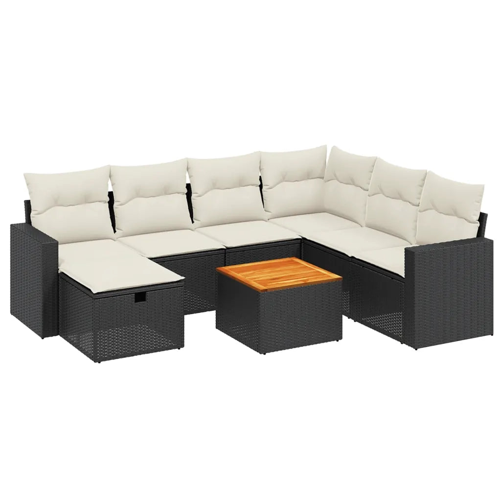 Set Divani da Giardino con Cuscini 8 pz Nero in Polyrattan 3264850