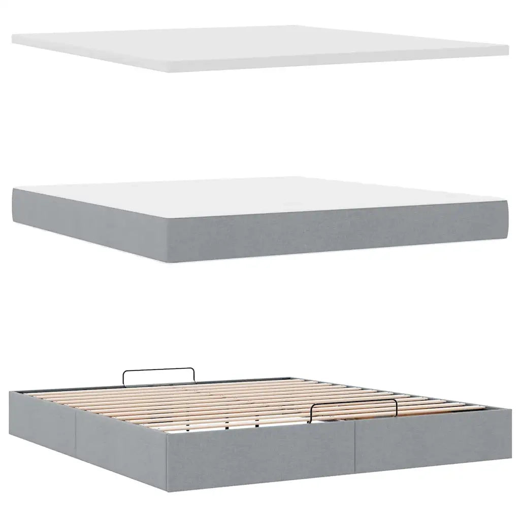 Struttura Letto Pouf con Materassi 200x200 cm in Tessuto 3313182