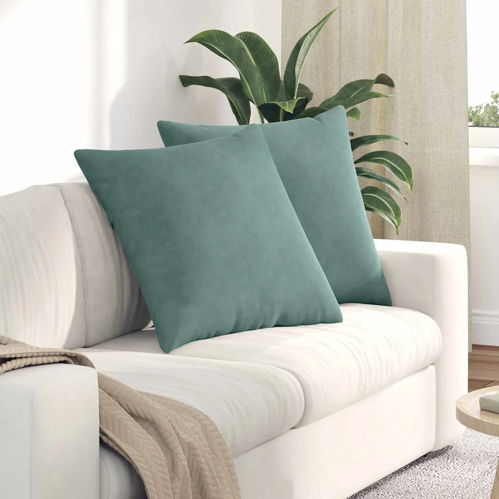 Cuscini da Divano 2 pz | Cuscini per sedie Verde Mare 60 x 60 cm Tessuto in Cords