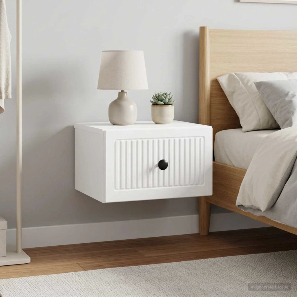 Mobiletto da notte a muro 2 pcs Bianco Lucido 33 x 34,5 x 20 cm 897924