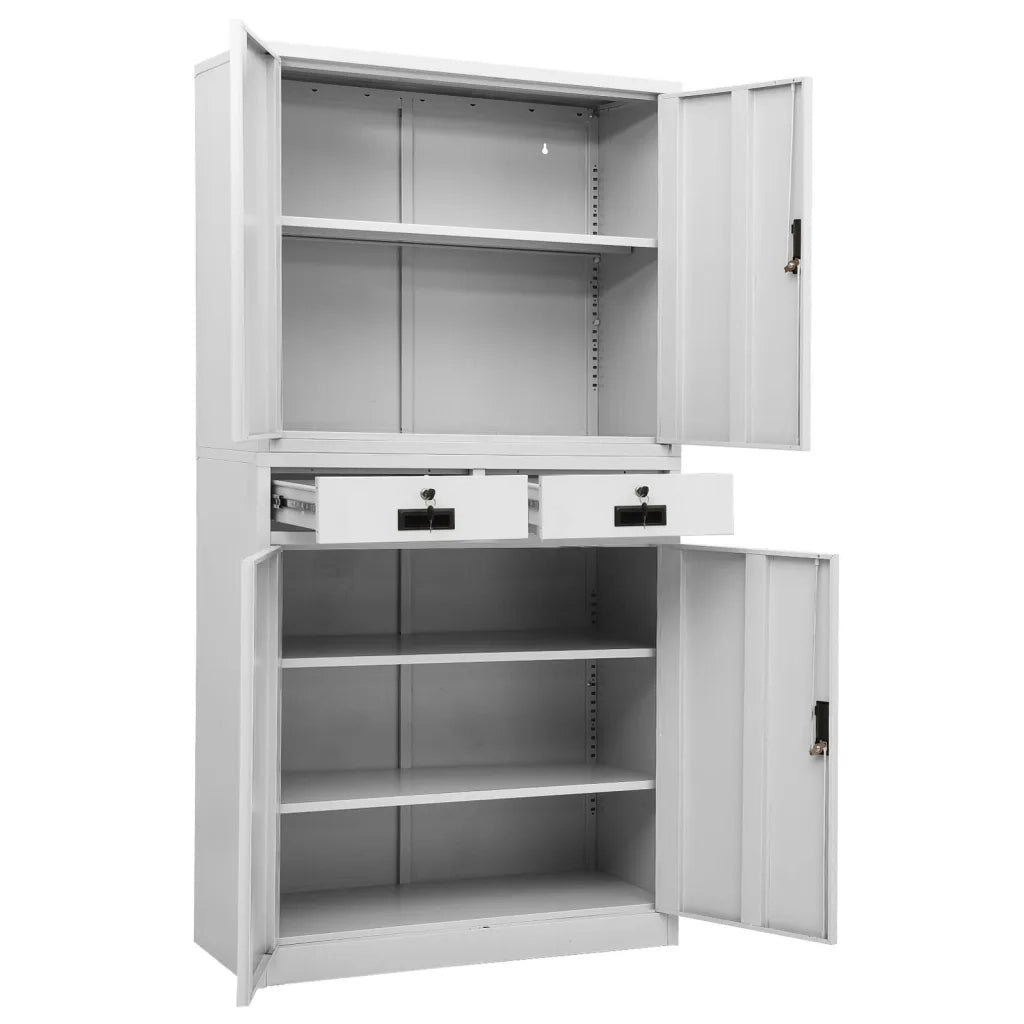 Armadio per Ufficio Grigio Chiaro 90x40x180 cm in Acciaio 336418