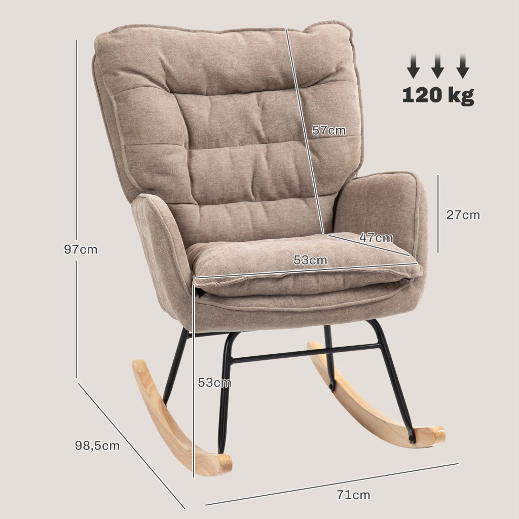 Poltrona a Dondolo ¨C Minimal ¨C Legno di Faggio, Marrone