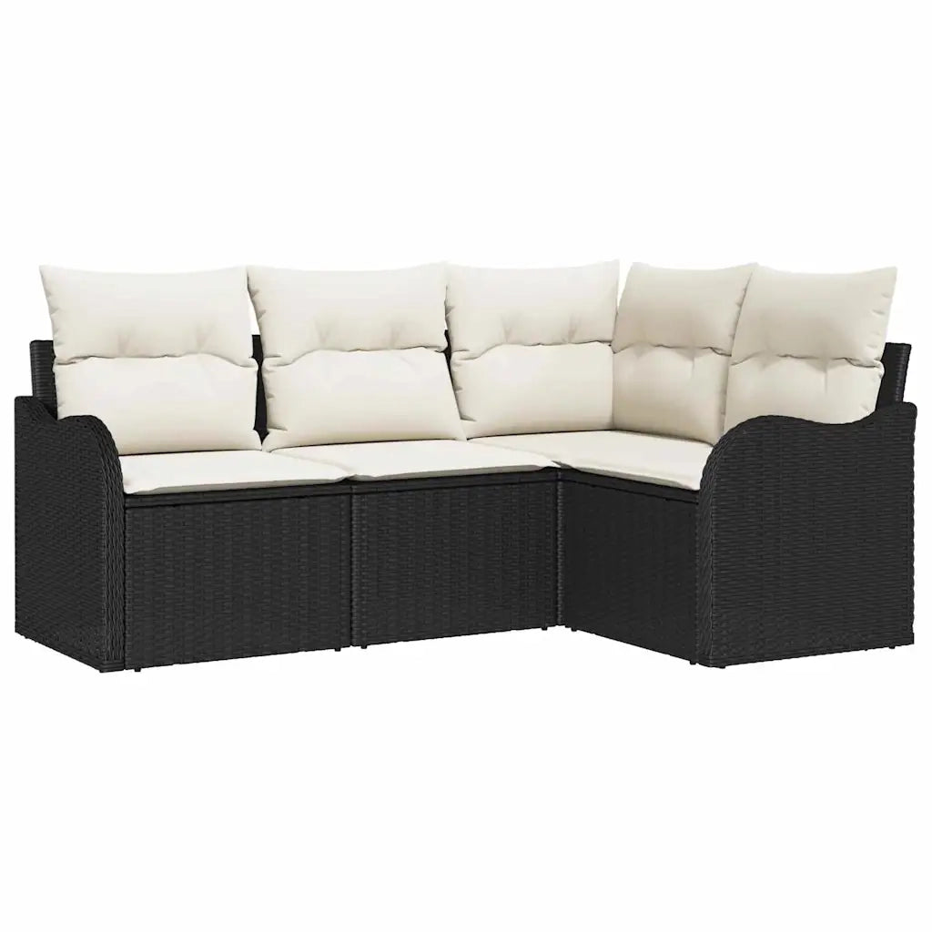 Set Divano da Giardino con archiviazione 4 pcs Nero polyrattan 3354346