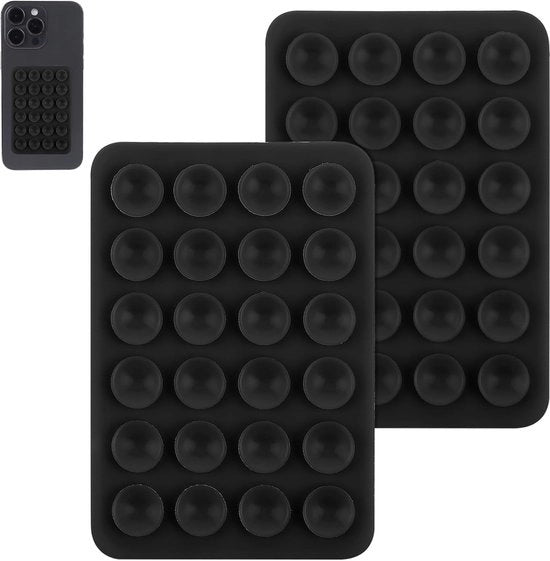 Supporti di silicone per smartphone, doppia faccia, mobile, 2 pezzi, Nero