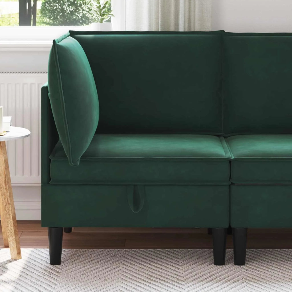 Divano con Stoccaggio Verde Scuro Velluto 42027079