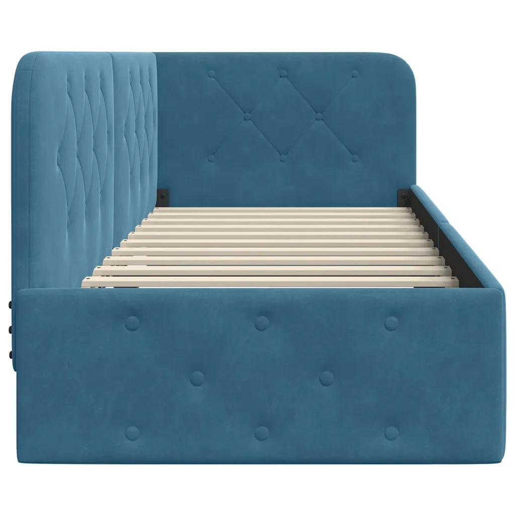 Cornice del letto ad angolo Blu 80 x 200 cm Velluto 42016512