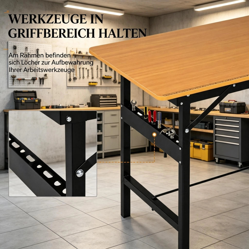TAVOLO DA LAVORO PIEGHEVOLE 100 x 60 x 75,5 cm MDF e Metallo Nero/Giallo