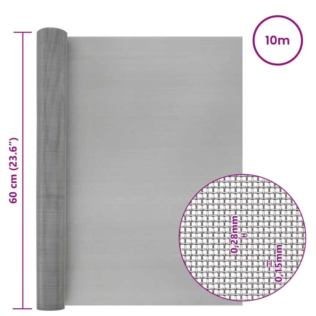 Rete per schermatura 60 x 1000 cm 60 Mesh Argento 42039570