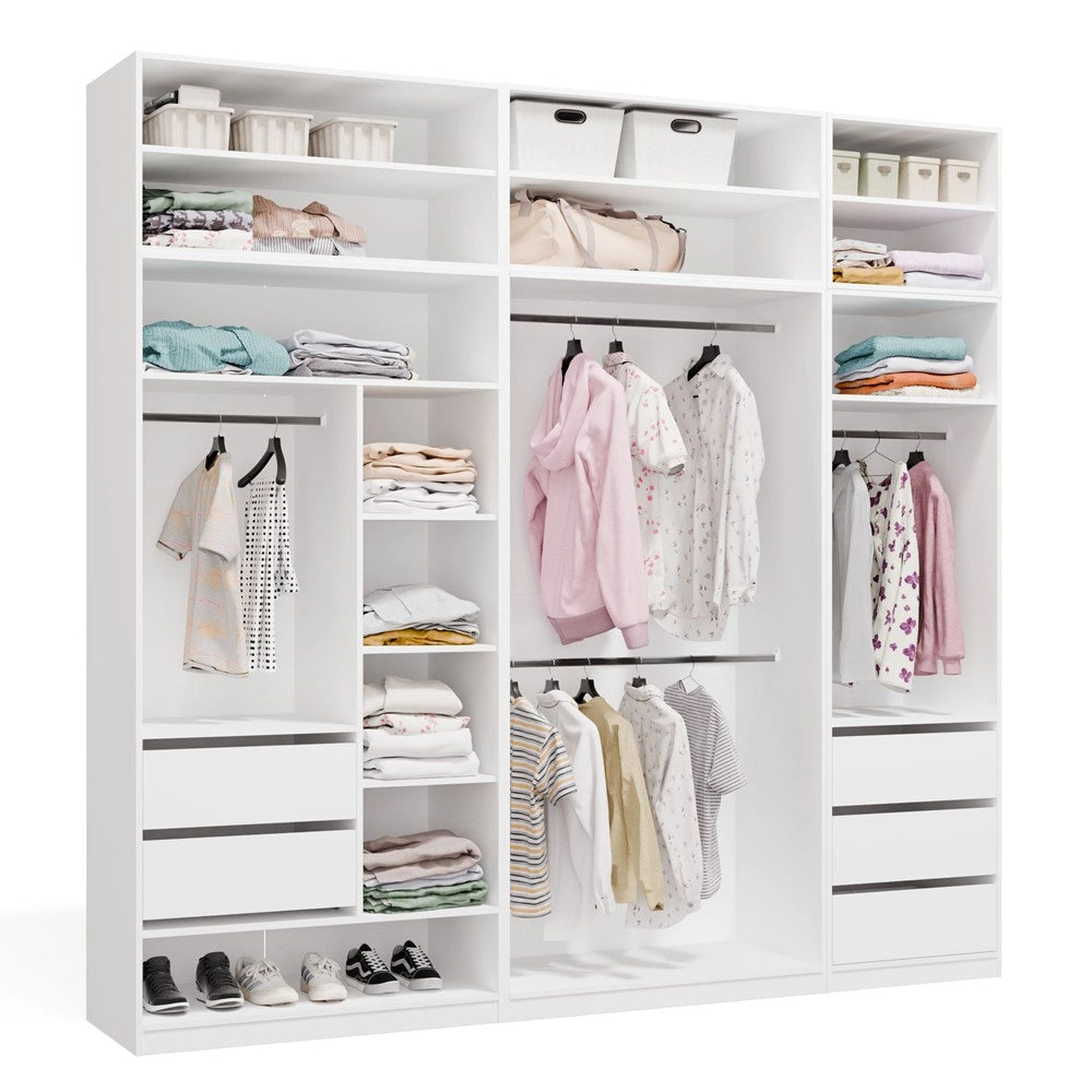 Guardaroba modulare OPENO set 260/250 bianco cassetti aste appendiabiti ripiani grande per camera da letto