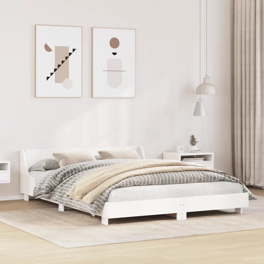 Letto senza Materasso-Struttura Letto Bianco 120x200 cm Legno Massello di Pino 221218