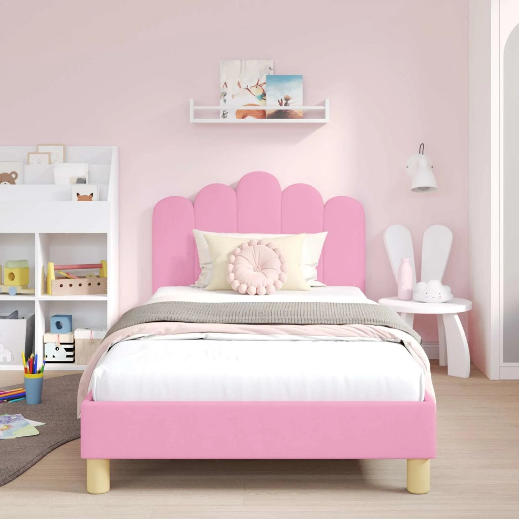 Struttura letto bambini con testata-Giroletto per bambini Rosa 80 x 200 cm Tessuto 225151