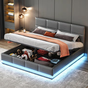 Letto imbottito con LED e ripostiglio - Xylo - 160x200 - Grigio