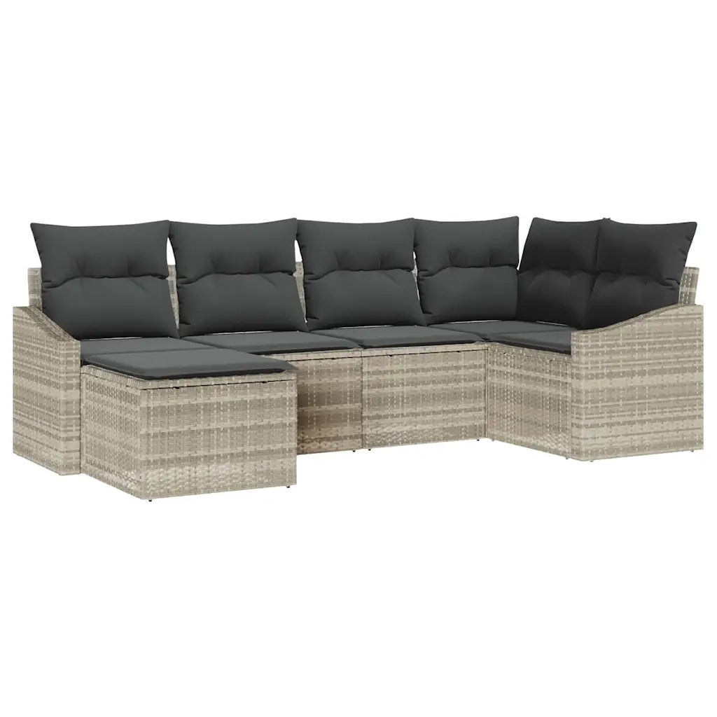 Set di divani con cuscino 6 pcs Grigio chiaro polyrattan 3346792